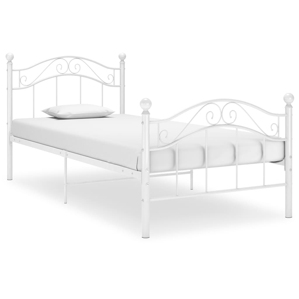 Cadru de pat, alb, 90x200 cm, metal - Lando