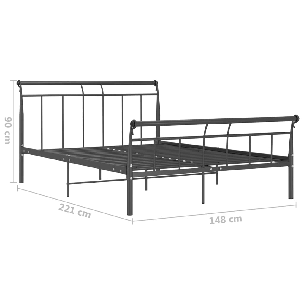 Cadru de pat, negru, 140x200 cm, metal - Lando