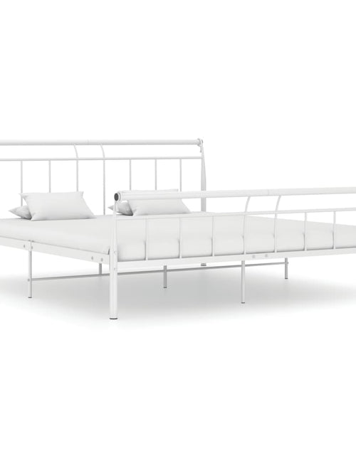 Încărcați imaginea în vizualizatorul Galerie, Cadru de pat, alb, 200x200 cm, metal - Lando
