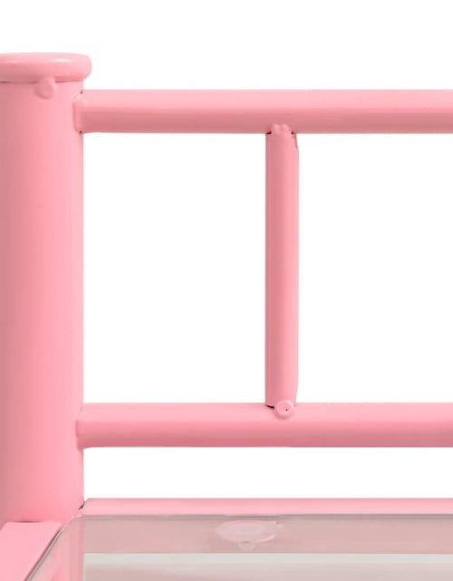 Încărcați imaginea în vizualizatorul Galerie, Noptiere, 2 buc., roz și transparent, metal și sticlă - Lando
