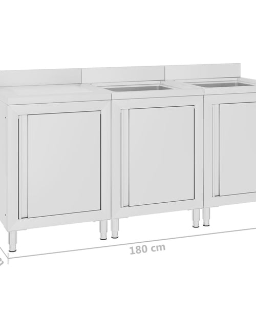 Загрузите изображение в средство просмотра галереи, Dulap comercial pentru chiuvetă, 180x60x96 cm, oțel inoxidabil Lando - Lando
