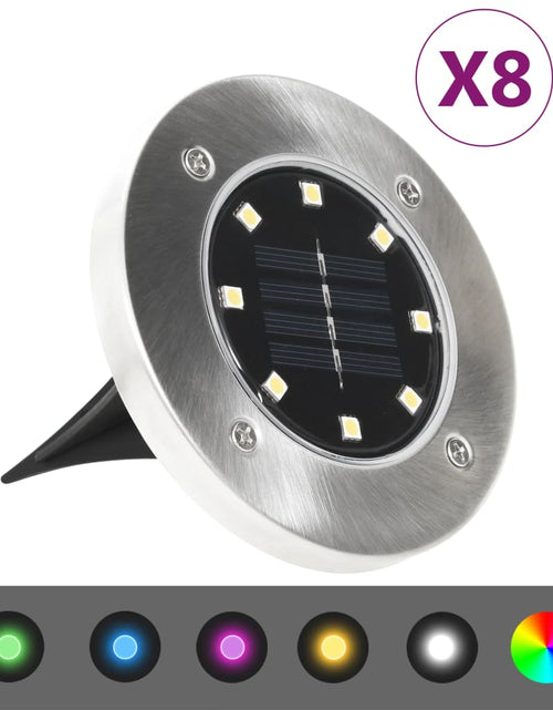 Загрузите изображение в средство просмотра галереи, Lămpi solare pentru sol, 8 buc., cu LED-uri, culoare RGB Lando - Lando
