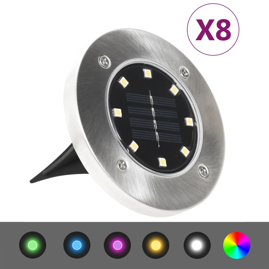 Lămpi solare pentru sol, 8 buc., cu LED-uri, culoare RGB Lando - Lando