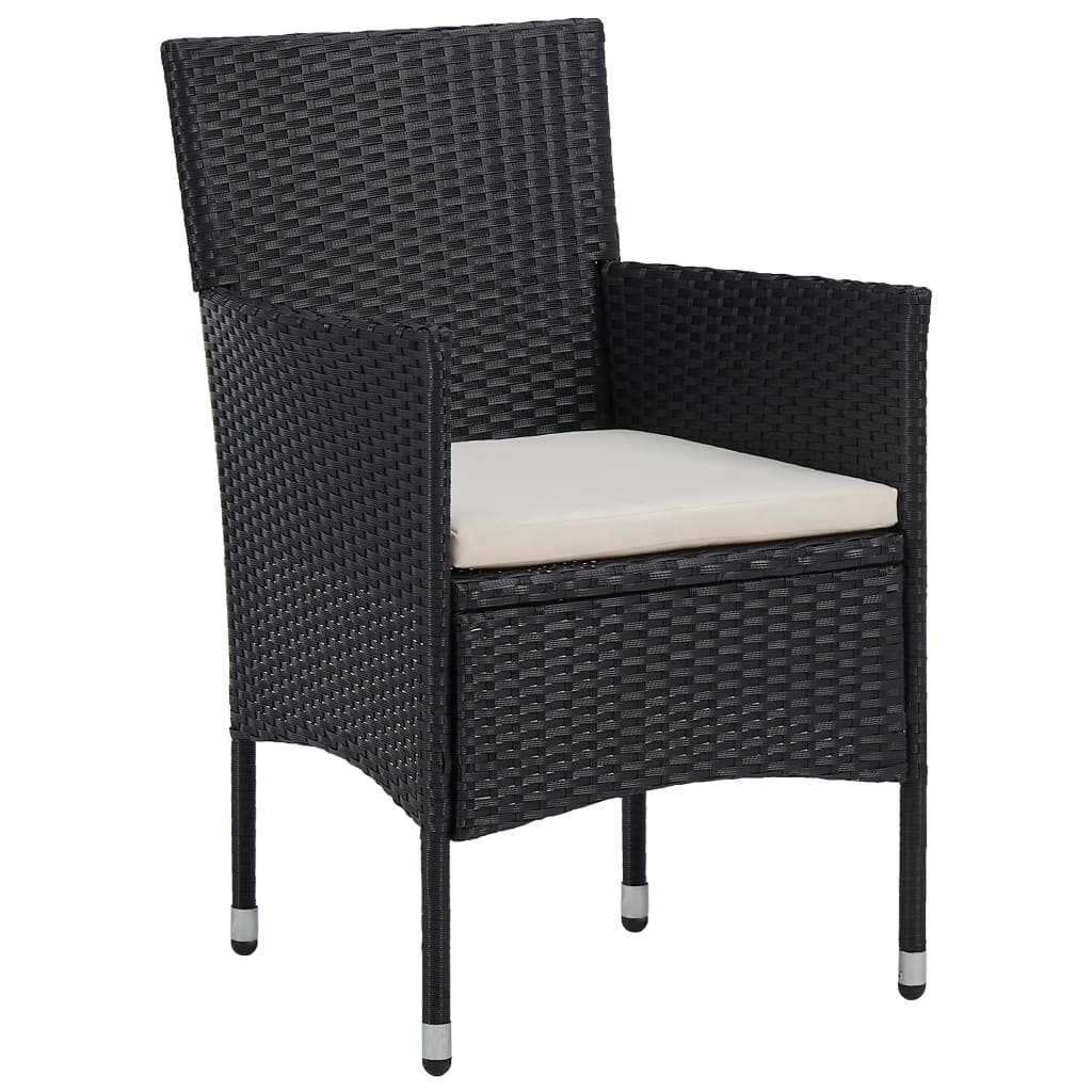 Set mobilier grădină, 5 piese, negru, poliratan, lemn acacia - Lando