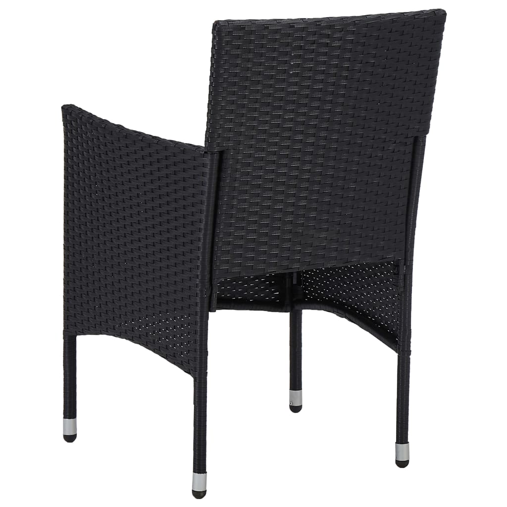 Set mobilier grădină, 5 piese, negru, poliratan, lemn acacia - Lando