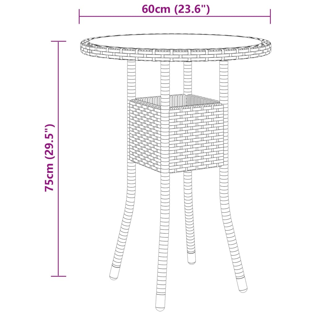 Set mobilier de grădină, 3 piese, poliratan - Lando