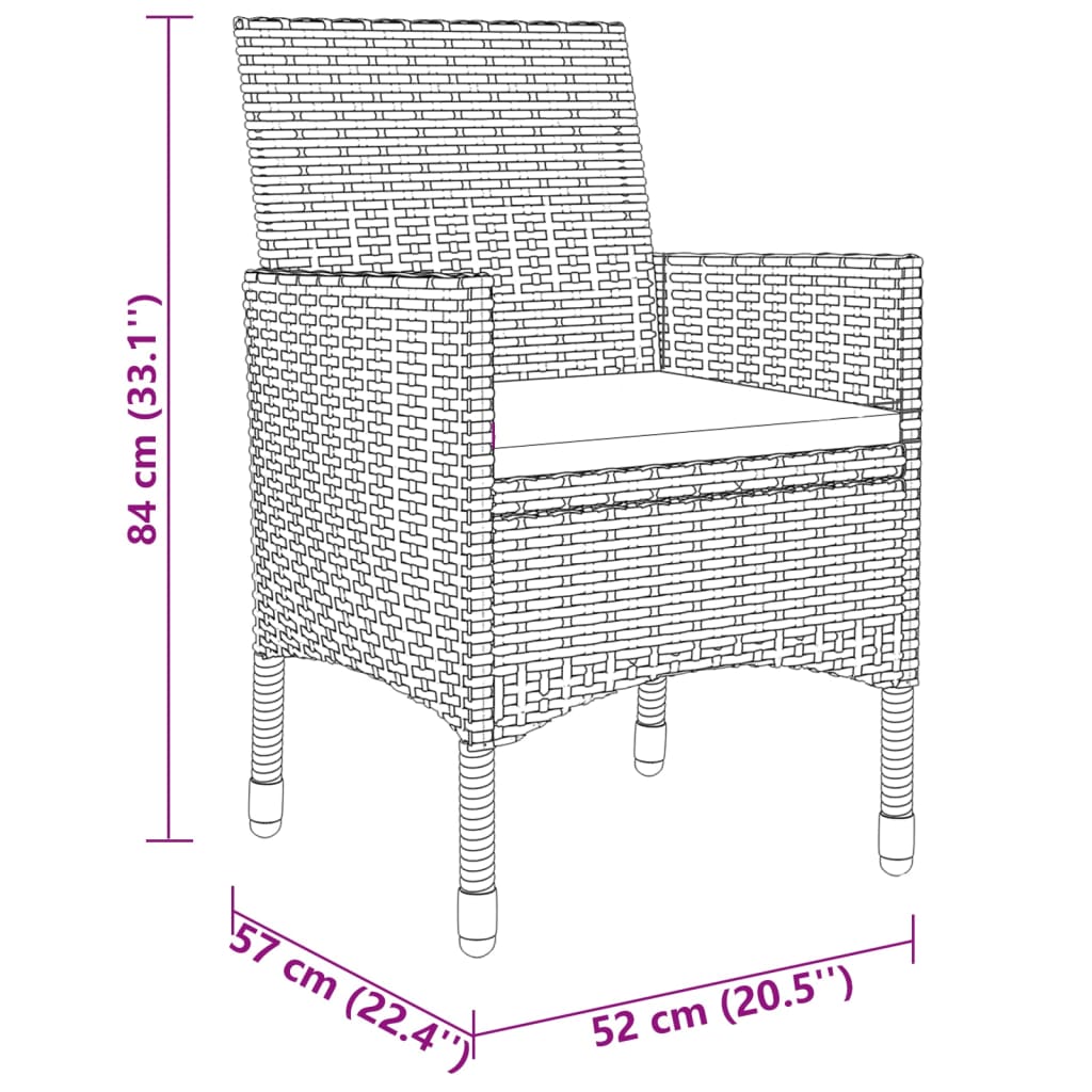 Set mobilier de grădină, 3 piese, poliratan - Lando