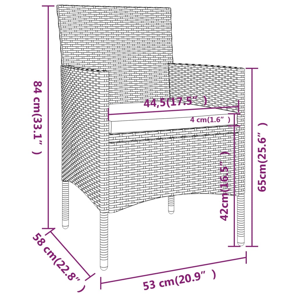 Set mobilier de grădină, 5 piese, negru, poliratan - Lando