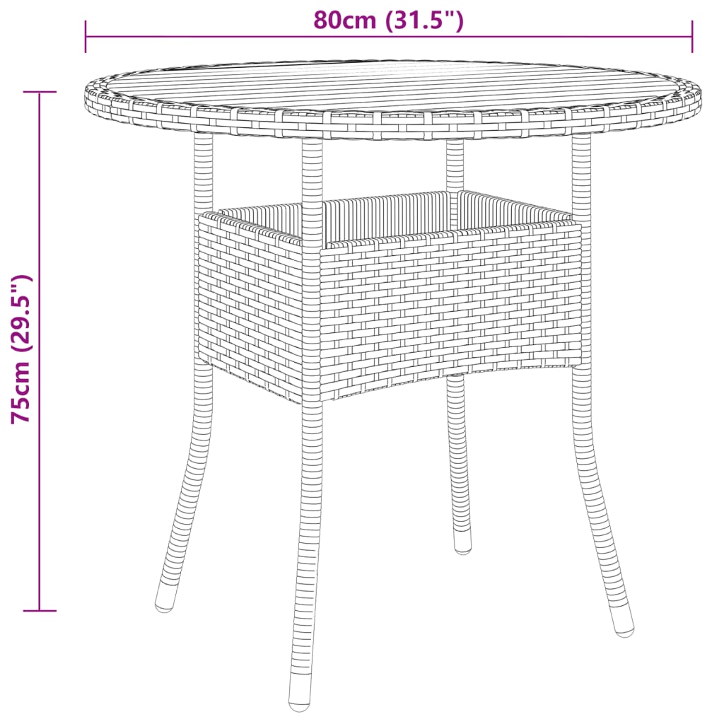 Set mobilier de grădină, 3 piese, poliratan - Lando