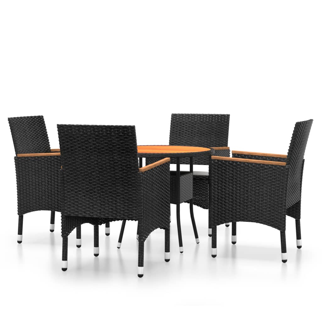 Set mobilier de grădină, 5 piese, negru, poliratan - Lando