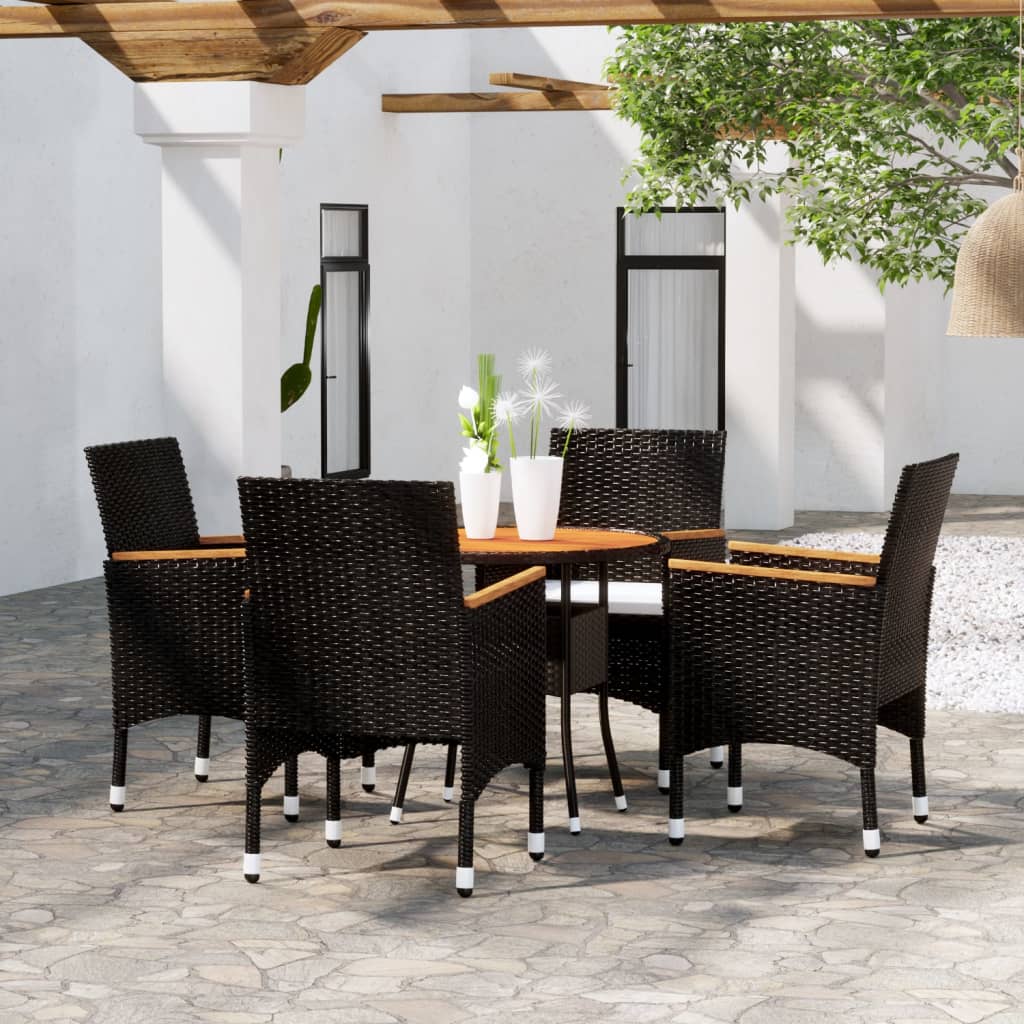 Set mobilier de grădină, 5 piese, negru, poliratan - Lando