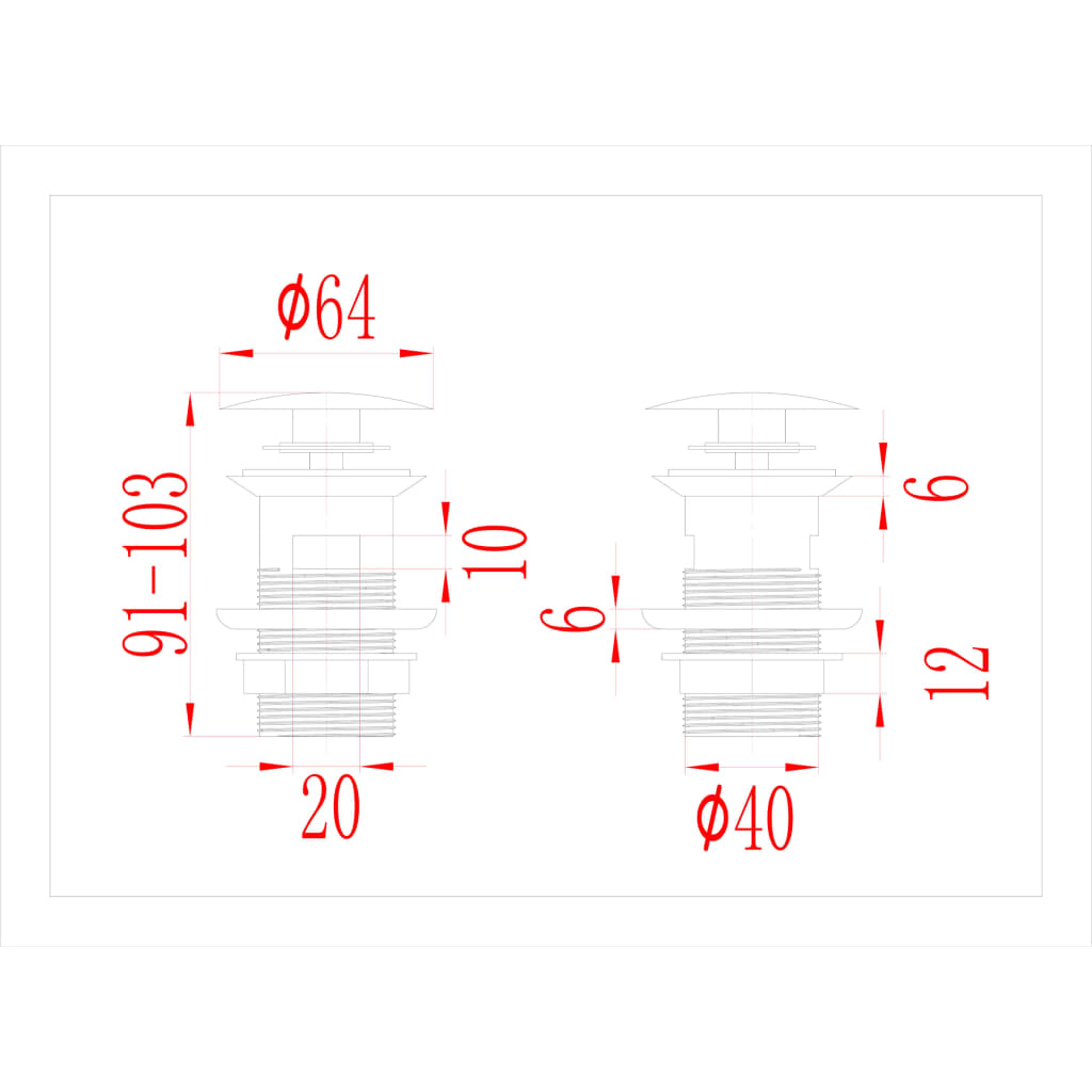 Ventil scurgere push funcție de preaplin argintiu 6,4x6,4x9,1cm Lando - Lando