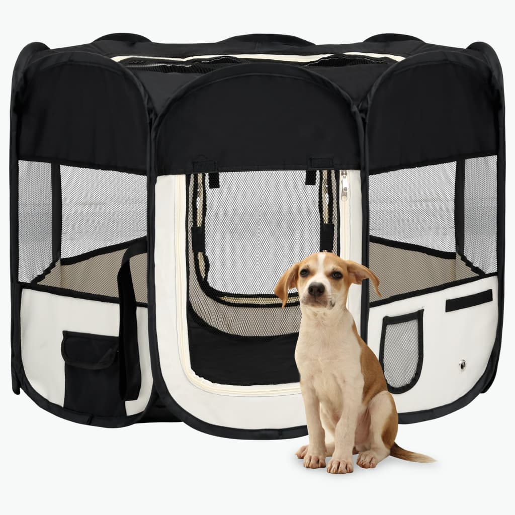 Țarc de câini pliabil cu sac de transport, negru, 90x90x58 cm Lando - Lando