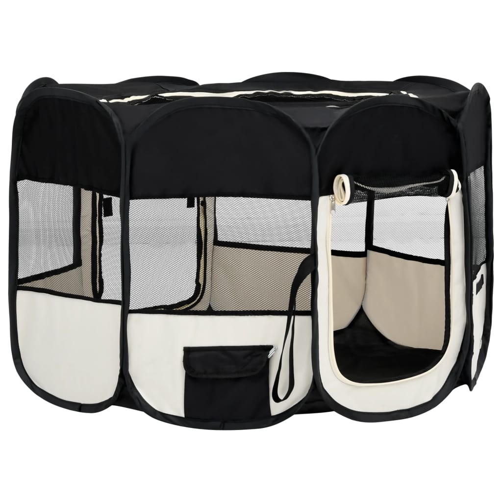 Țarc de câini pliabil cu sac de transport, negru, 125x125x61 cm Lando - Lando