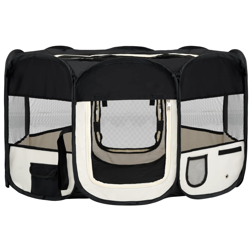Țarc de câini pliabil cu sac de transport, negru, 145x145x61 cm Lando - Lando
