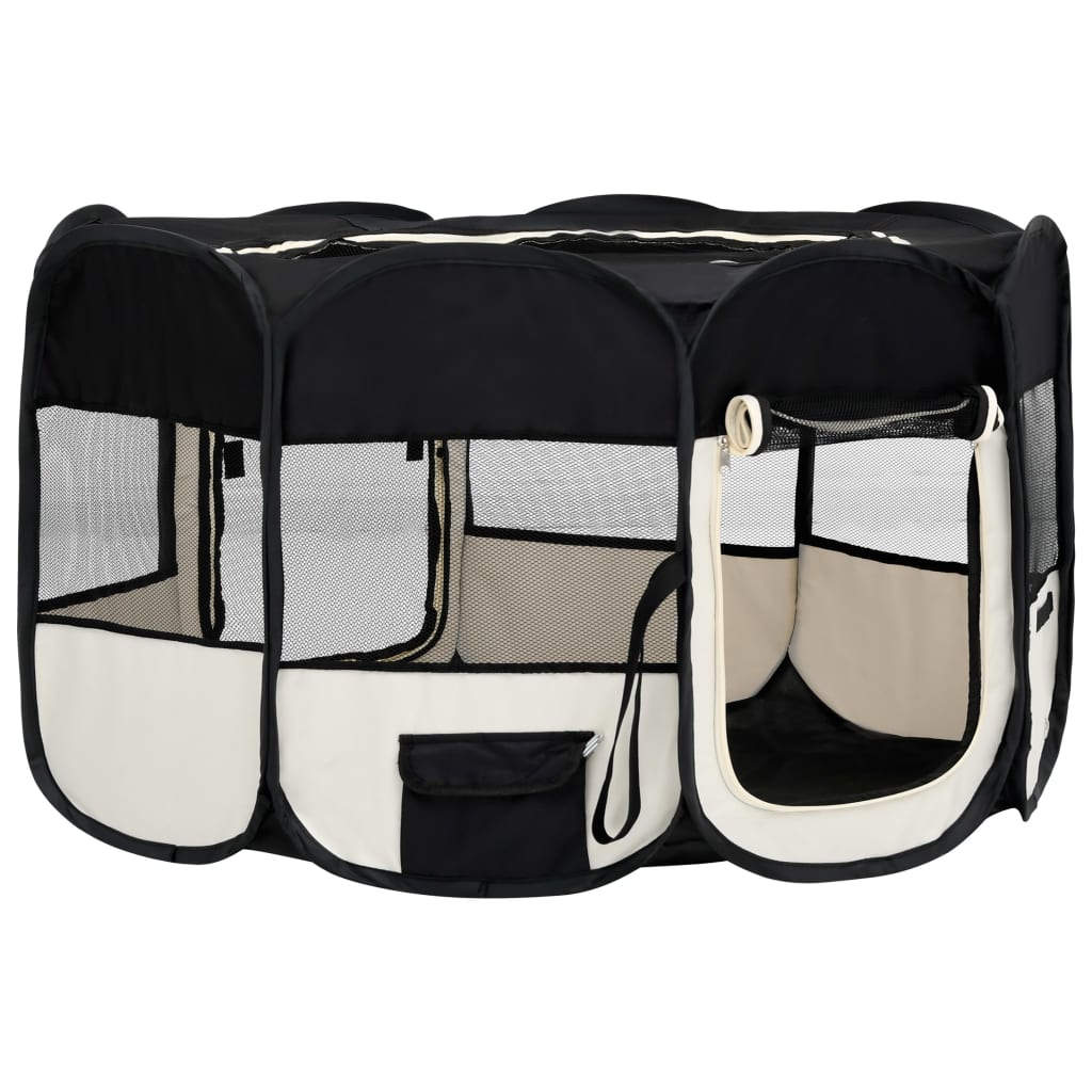 Țarc de câini pliabil cu sac de transport, negru, 145x145x61 cm Lando - Lando