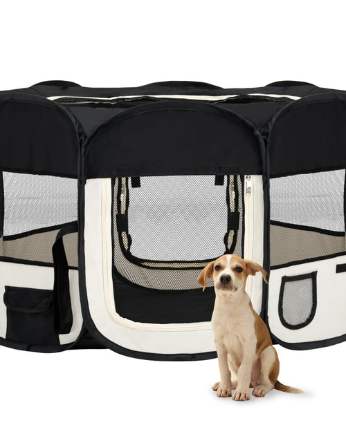 Încărcați imaginea în vizualizatorul Galerie, Țarc de câini pliabil cu sac de transport, negru, 145x145x61 cm Lando - Lando
