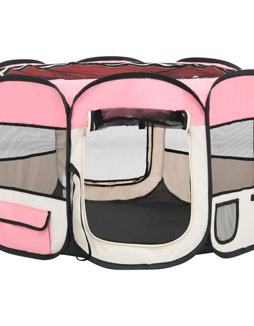 Загрузите изображение в средство просмотра галереи, Țarc joacă pliabil câini cu sac de transport roz 110x110x58 cm Lando - Lando
