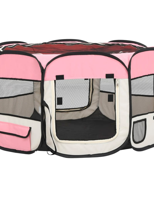 Încărcați imaginea în vizualizatorul Galerie, Țarc joacă pliabil câini cu sac de transport roz 125x125x61 cm Lando - Lando
