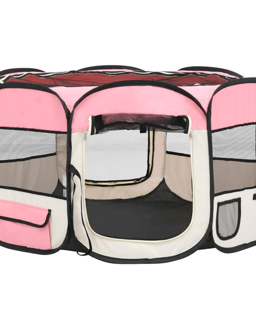 Загрузите изображение в средство просмотра галереи, Țarc joacă pliabil câini cu sac de transport roz 125x125x61 cm Lando - Lando
