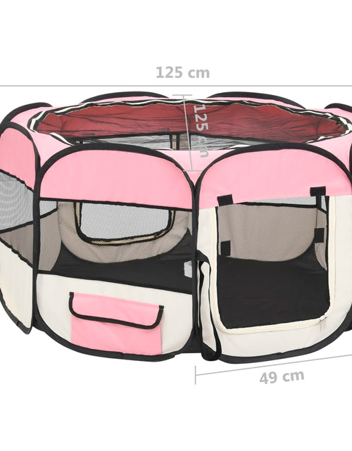 Загрузите изображение в средство просмотра галереи, Țarc joacă pliabil câini cu sac de transport roz 125x125x61 cm Lando - Lando
