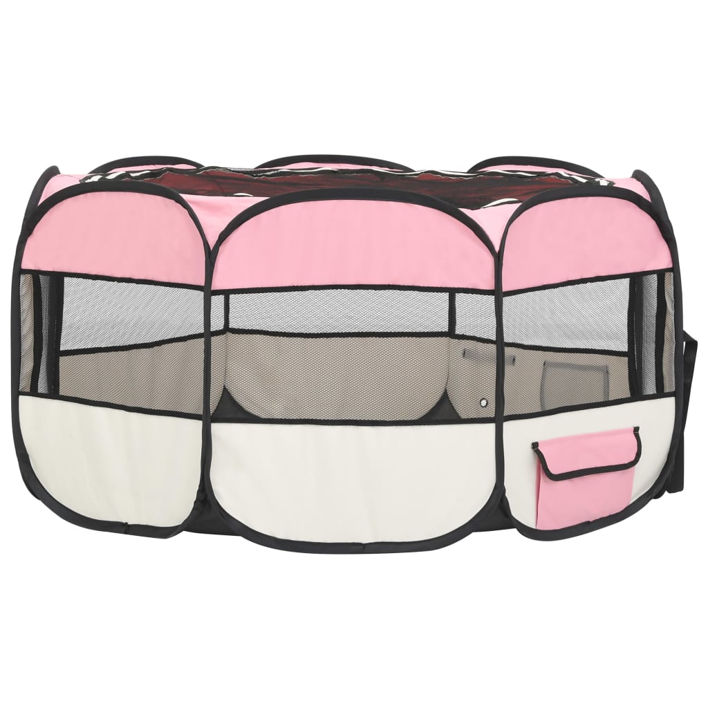 Țarc de câini pliabil cu sac de transport, roz, 145x145x61 cm Lando - Lando