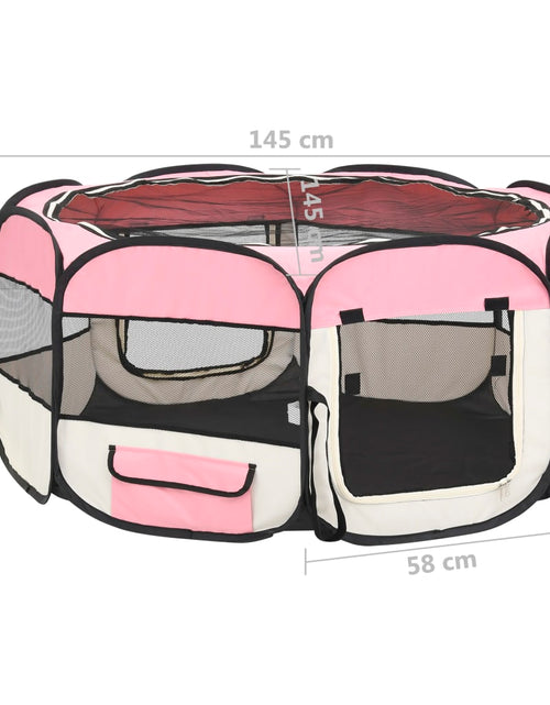 Загрузите изображение в средство просмотра галереи, Țarc de câini pliabil cu sac de transport, roz, 145x145x61 cm Lando - Lando
