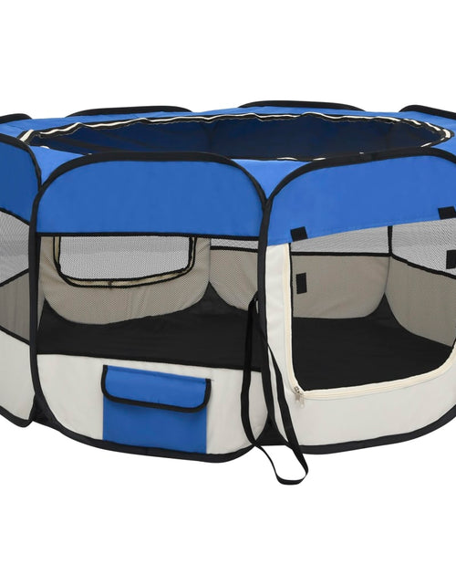 Încărcați imaginea în vizualizatorul Galerie, Țarc câini pliabil cu sac de transport, albastru, 125x125x61 cm Lando - Lando
