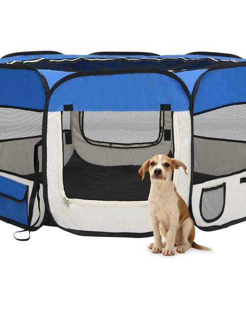 Загрузите изображение в средство просмотра галереи, Țarc câini pliabil cu sac de transport, albastru, 125x125x61 cm Lando - Lando
