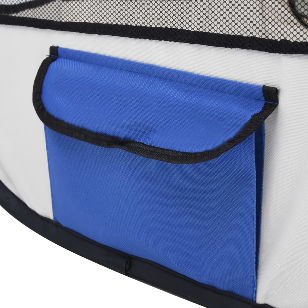 Țarc câini pliabil cu sac de transport, albastru, 145x145x61 cm Lando - Lando