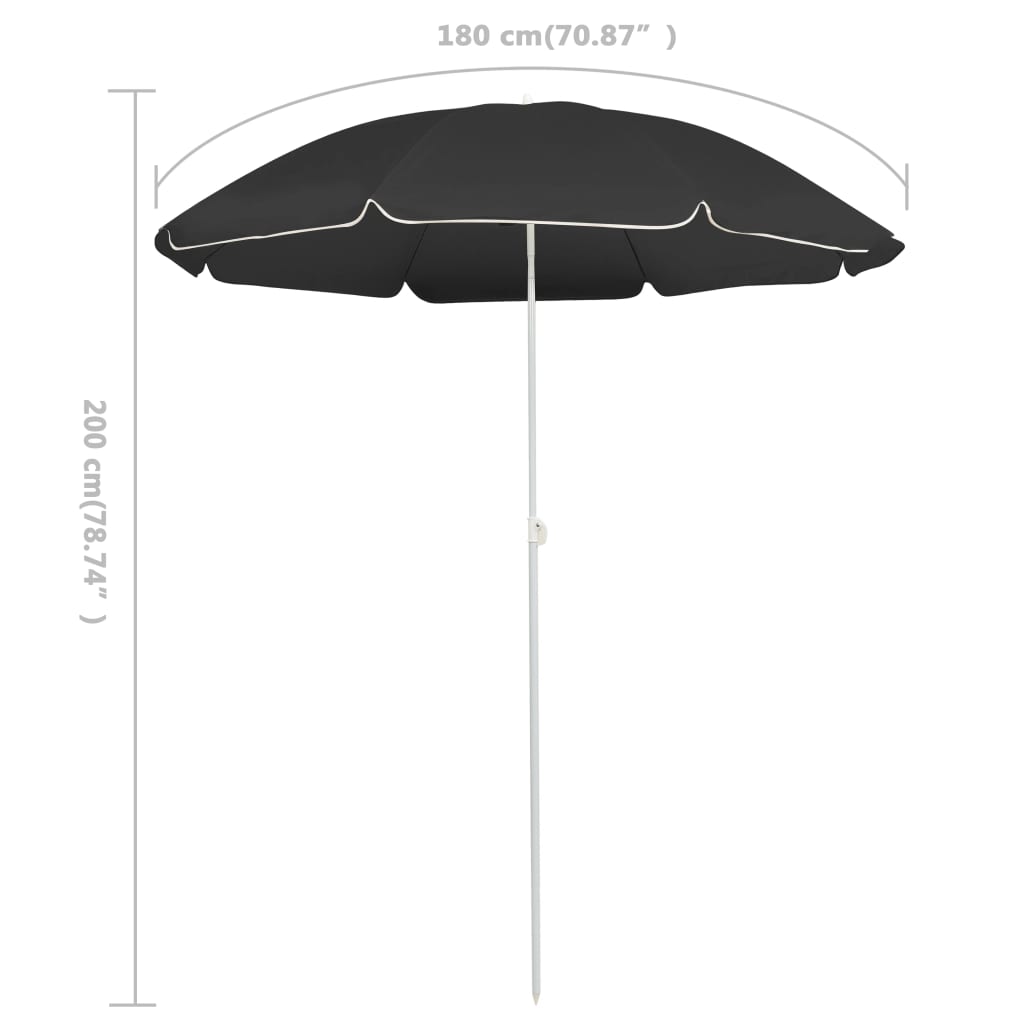 Umbrelă de soare pentru exterior, stâlp din oțel, antracit, 180 cm Lando - Lando