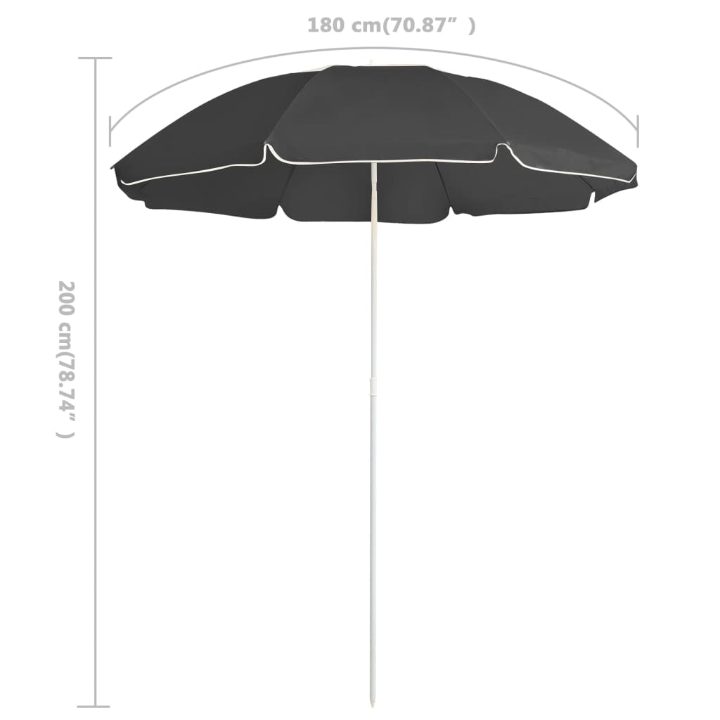 Umbrelă de soare de exterior, stâlp din oțel, antracit, 180 cm Lando - Lando