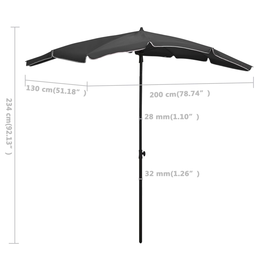 Umbrelă de grădină cu stâlp, antracit, 200x130 cm Lando - Lando