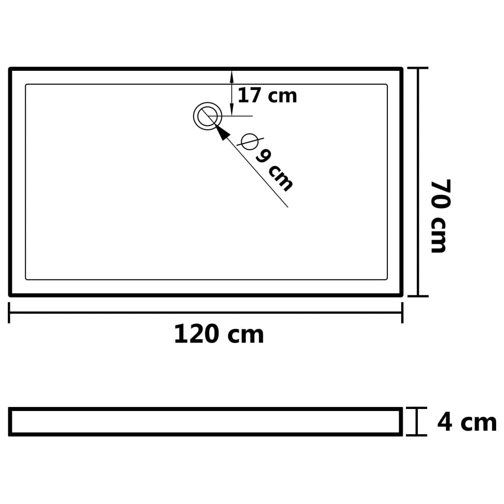 Cădiță de duș dreptunghiulară din ABS, alb, 70x120 cm - Lando