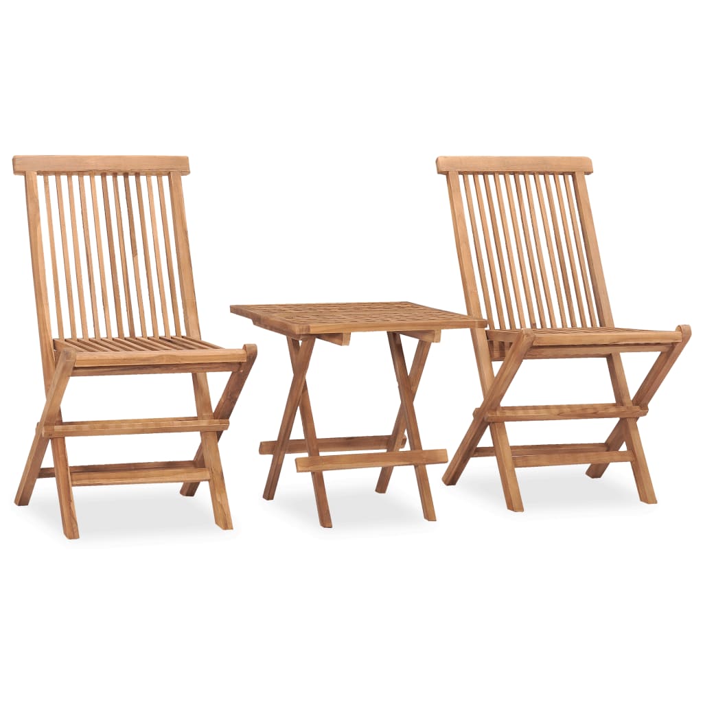 Set mobilier de exterior pliabil, 3 piese, lemn masiv tec - Lando