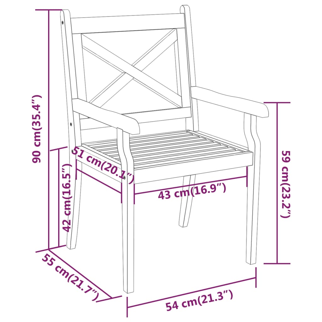 Set mobilier de grădină, 5 piese, lemn masiv de acacia - Lando