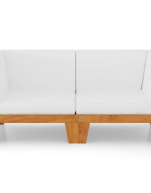 Încărcați imaginea în vizualizatorul Galerie, Canapea cu 2 locuri cu perne alb crem, lemn masiv de acacia - Lando

