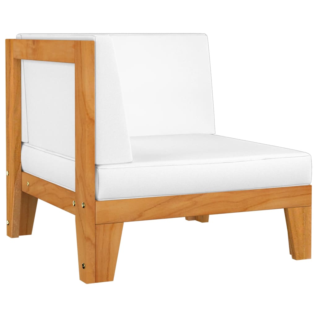 Canapea cu 2 locuri cu perne alb crem, lemn masiv de acacia - Lando