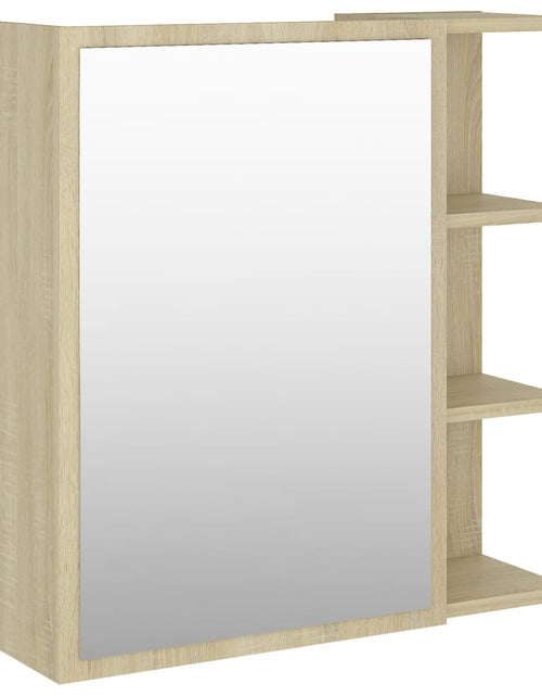 Încărcați imaginea în vizualizatorul Galerie, Dulap baie cu oglindă, stejar Sonoma, 62,5x20,5x64 cm PAL - Lando
