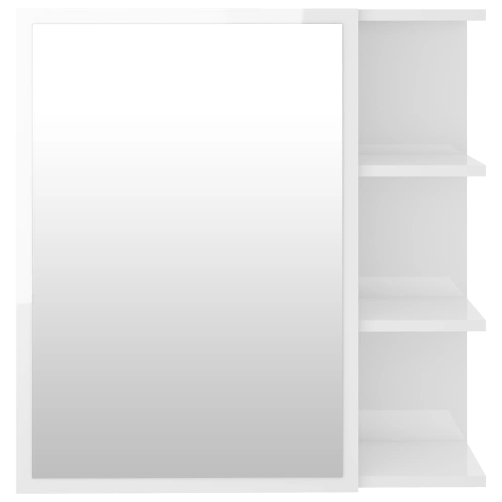Dulap de baie cu oglindă, alb extralucios, 62,5x20,5x64 cm, PAL - Lando