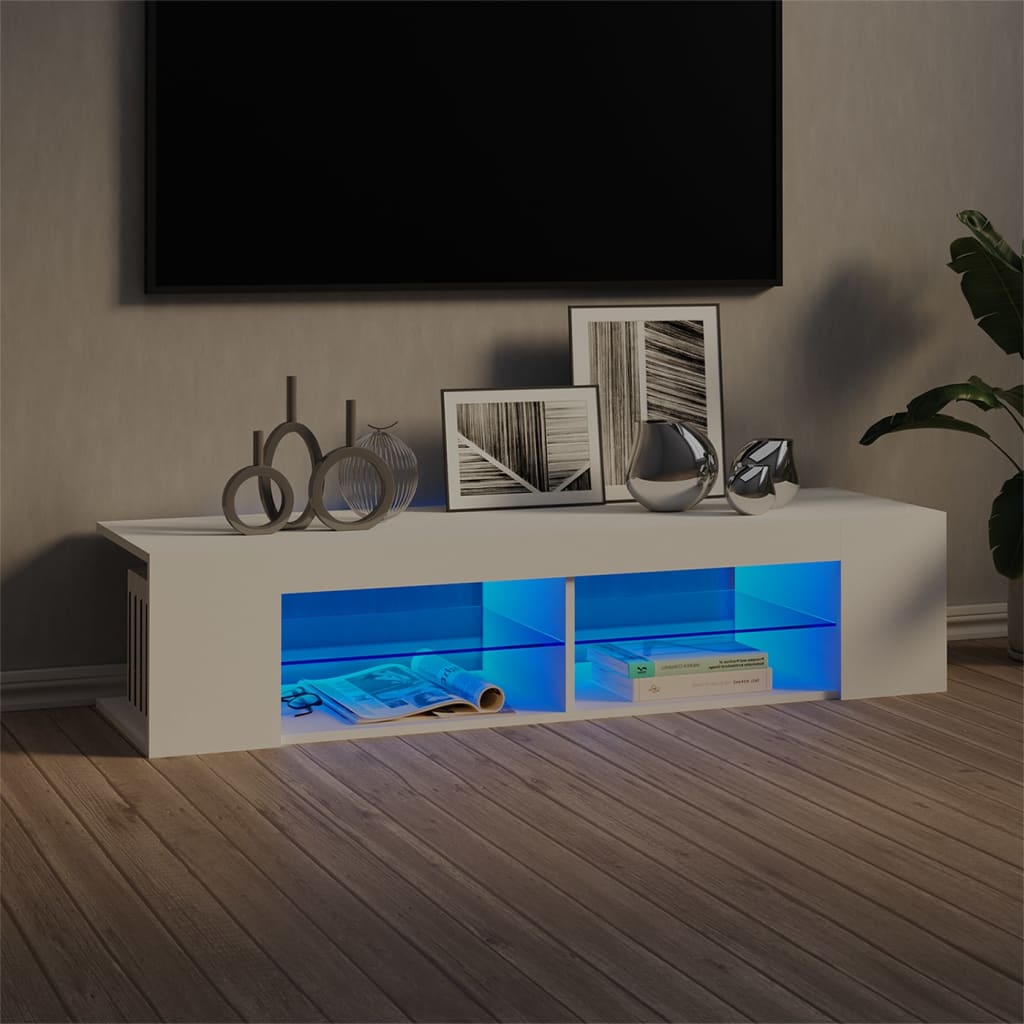 Comodă TV cu lumini LED, alb, 135x39x30 cm Lando - Lando