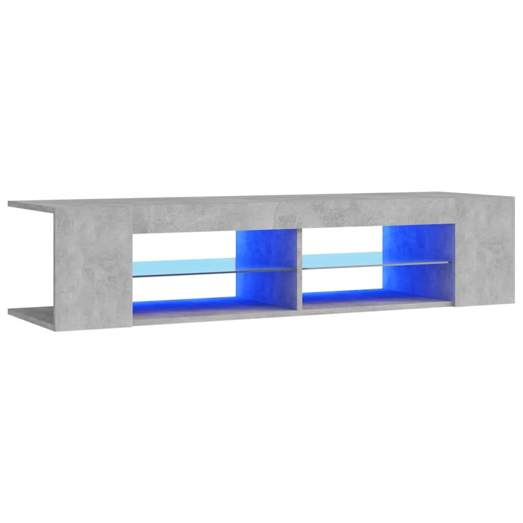 Comodă TV cu lumini LED, gri beton, 135x39x30 cm Lando - Lando