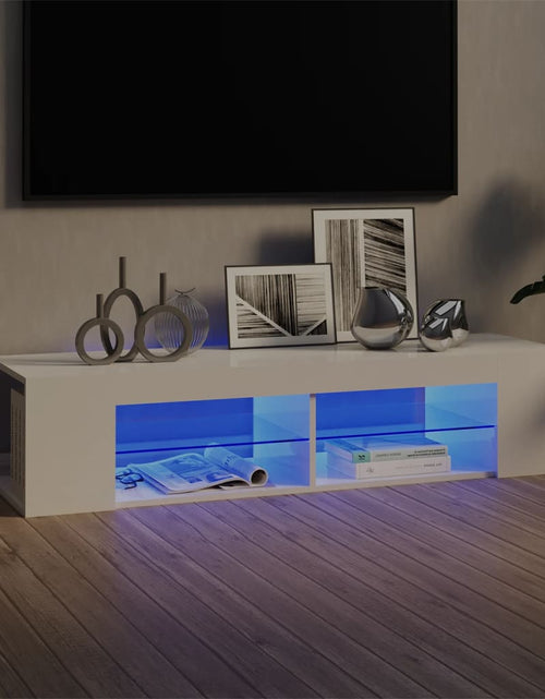 Încărcați imaginea în vizualizatorul Galerie, Comodă TV cu lumini LED, alb extralucios, 135x39x30 cm Lando - Lando
