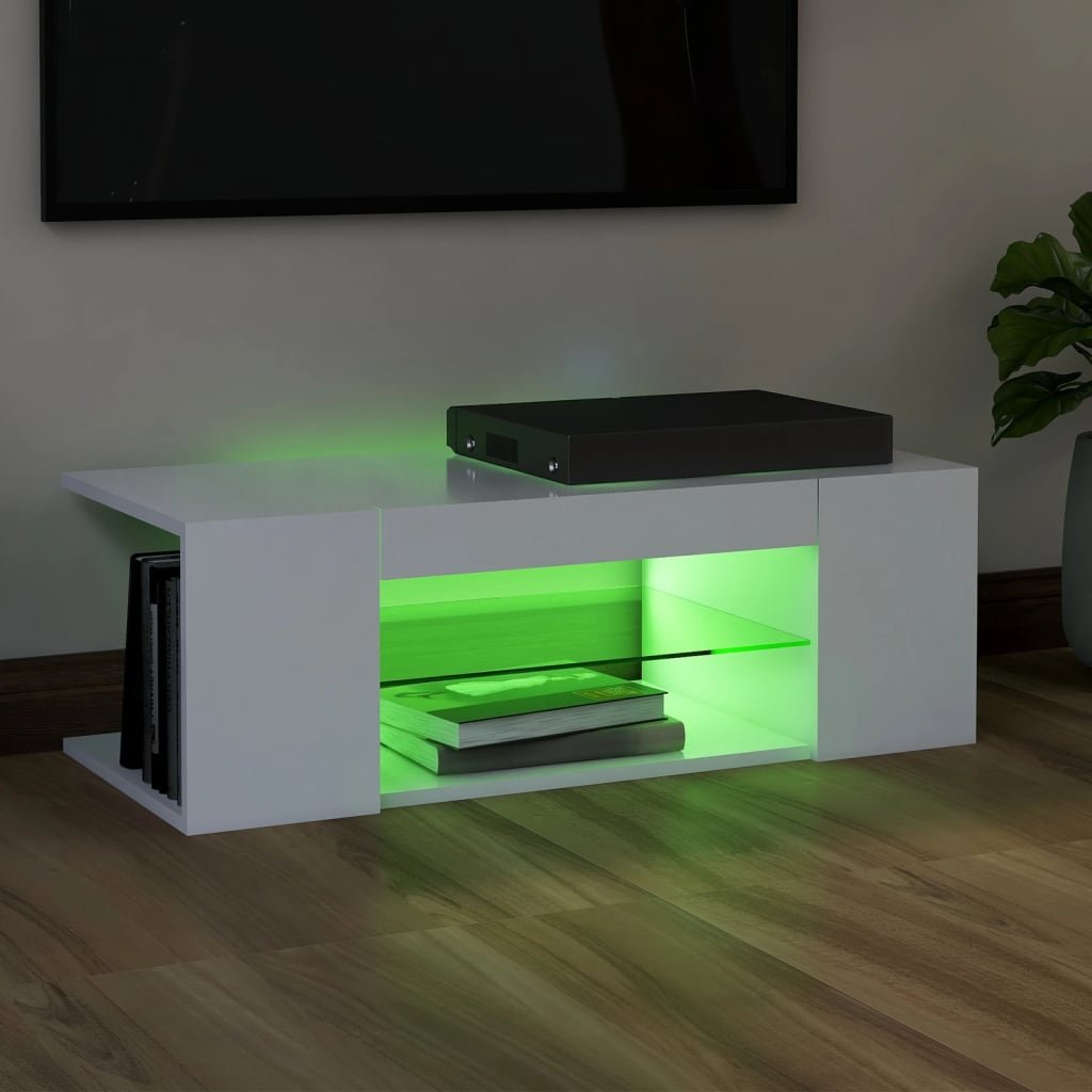Comodă TV cu lumini LED, alb, 90x39x30 cm Lando - Lando