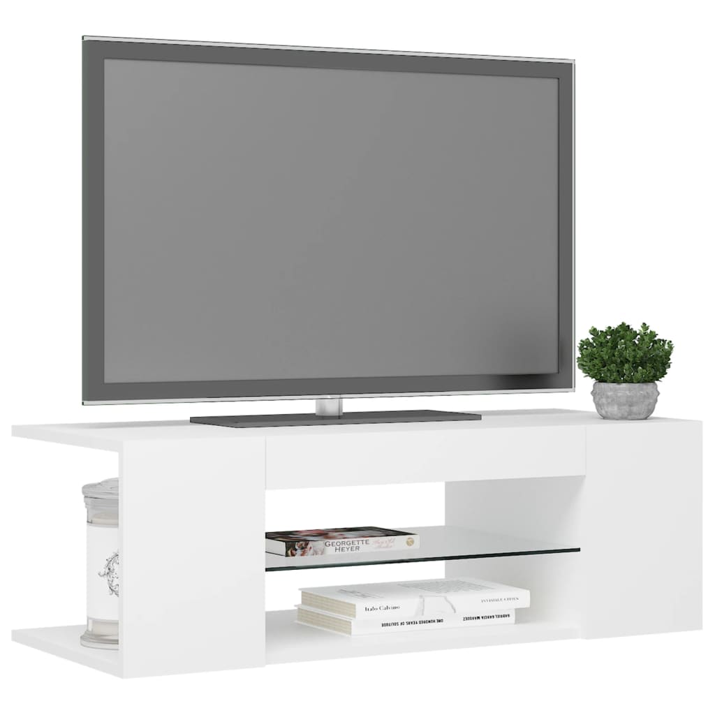 Comodă TV cu lumini LED, alb, 90x39x30 cm Lando - Lando
