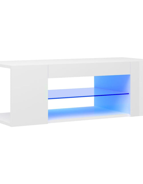 Încărcați imaginea în vizualizatorul Galerie, Comodă TV cu lumini LED, alb extralucios, 90x39x30 cm Lando - Lando
