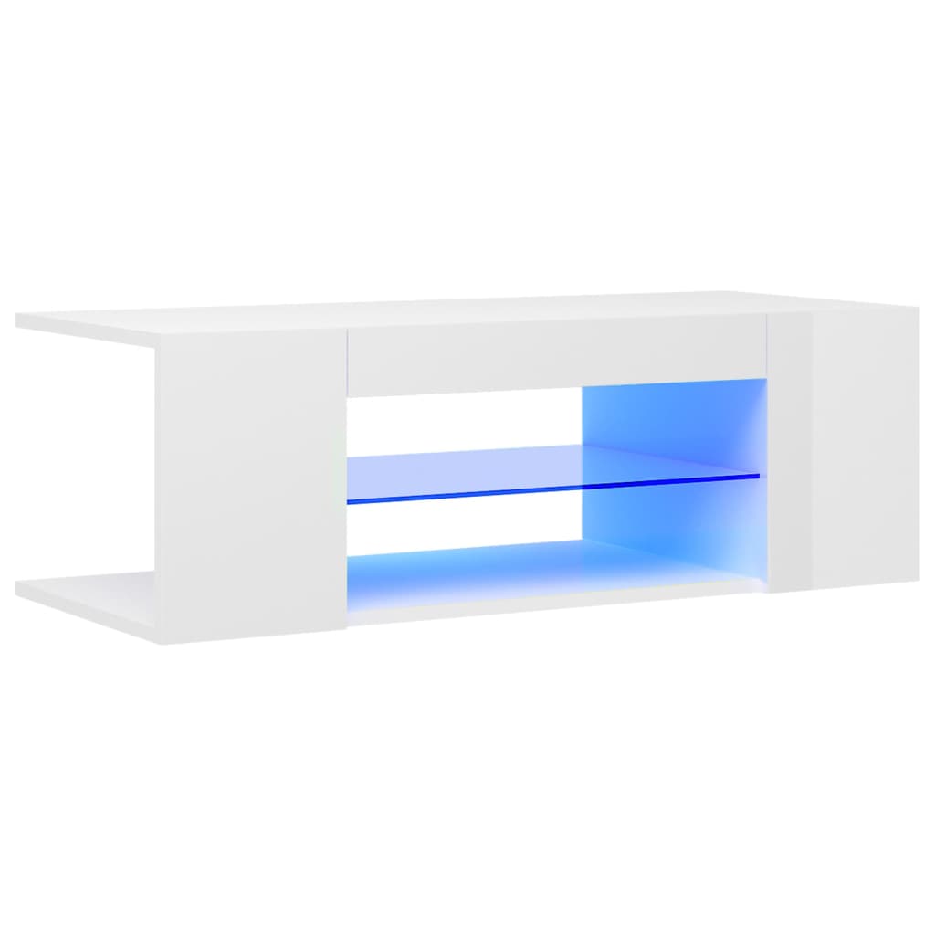 Comodă TV cu lumini LED, alb extralucios, 90x39x30 cm Lando - Lando