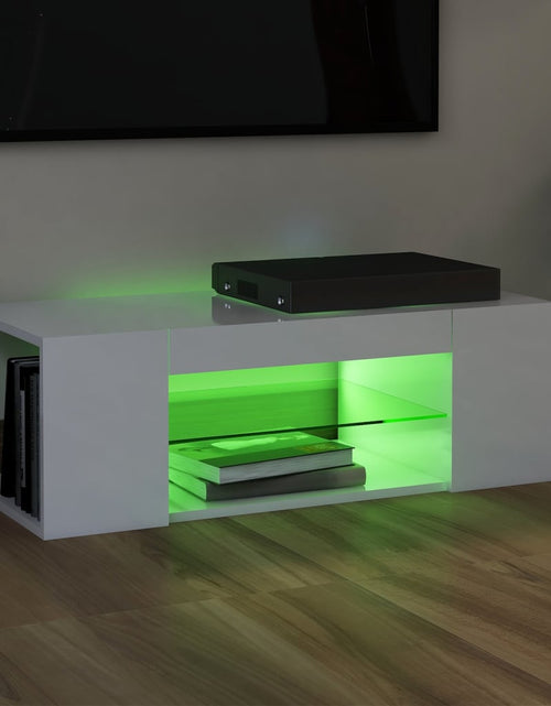 Încărcați imaginea în vizualizatorul Galerie, Comodă TV cu lumini LED, alb extralucios, 90x39x30 cm Lando - Lando
