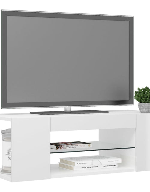 Încărcați imaginea în vizualizatorul Galerie, Comodă TV cu lumini LED, alb extralucios, 90x39x30 cm Lando - Lando
