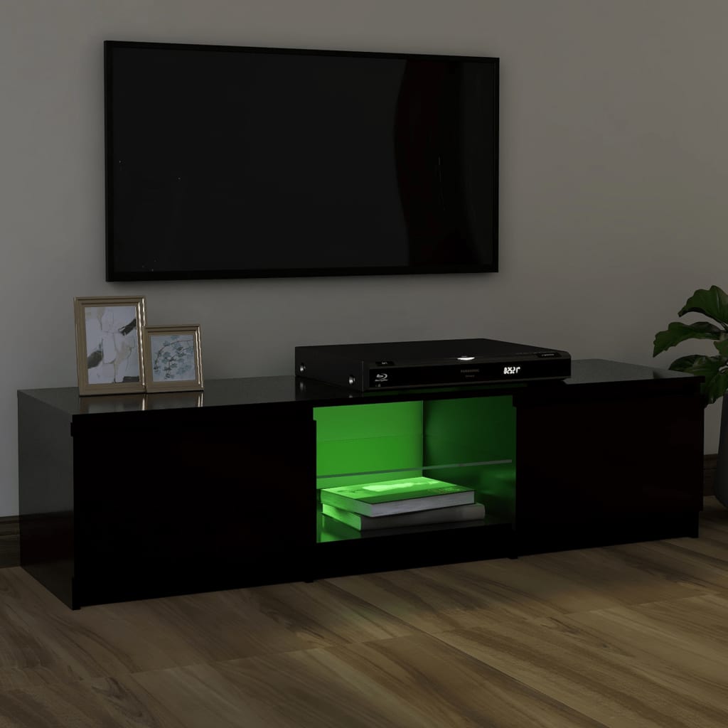 Comodă TV cu lumini LED, negru, 120x30x35,5 cm Lando - Lando